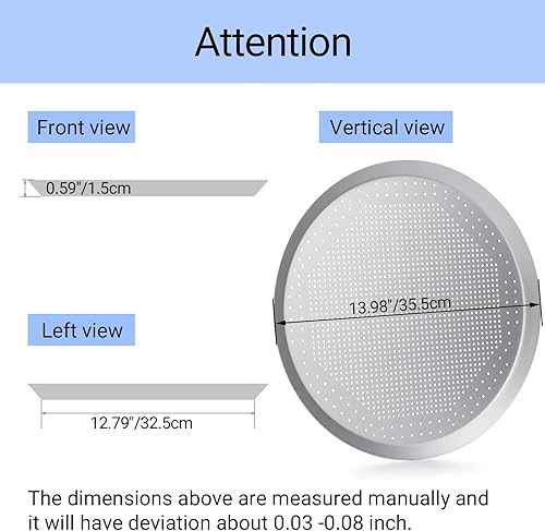 Miniatura 2 de Bandeja para pizza Beasea de 16 pulgadas para horno, redonda, hecha de aleación de aluminio, con orificios, para hornear, utensilios para el hogar,