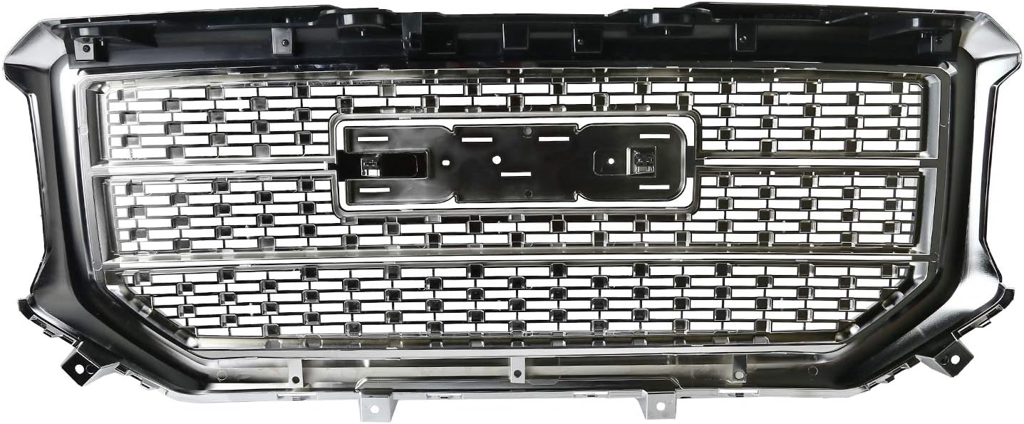 Spec-D Tuning Chrome Denali Style Front Bumper Hood Upper Grille Compatible with 2016-2018 GMC Sierra 1500