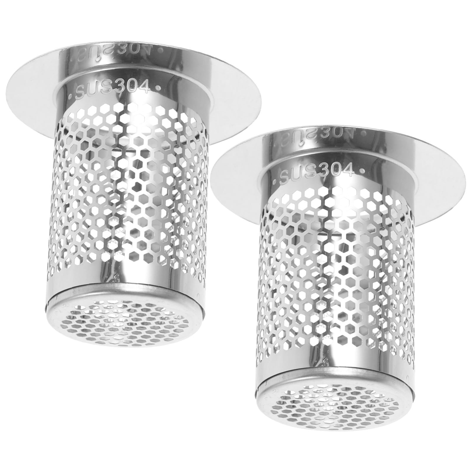 Badezimmer-Waschbeckensieb, Abflusssieb aus Edelstahl, 2 Stück, Metall-Abflusssieb, Netz, Bodenablauf, Filternetz, Haar-Duschfänger for den Heimgebrauch