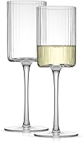 Vista 9 de JoyJolt Elle Copas de Vino Acanaladas, Juego de 2 Copas de Vino Tinto de 17.5oz, Copa con Pie Única, Copas de Cóctel de Estilo Vintage con Pie