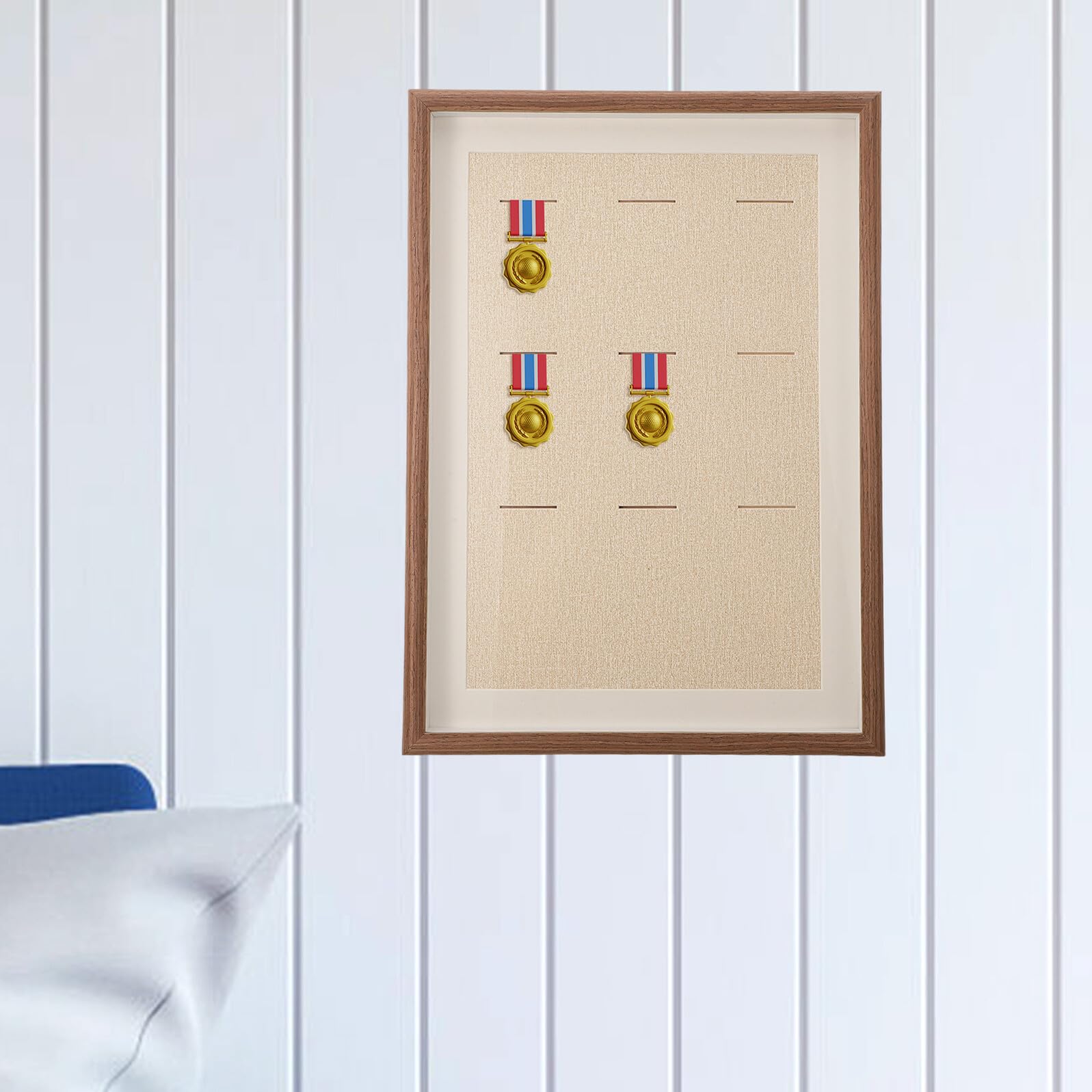 Ciieeo Marco de Exhibición de Medallas de Escritorio en Madera Café