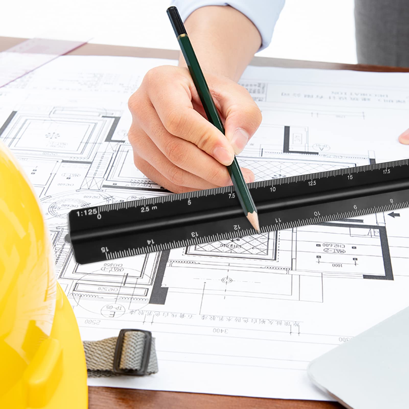 Righello In Alluminio 30 Cm Per Architetti - Scala Metrica 1:20, 1:25, 1:50, 1:75, 1:100, 1:125 - Precisione Laser - Foto 4