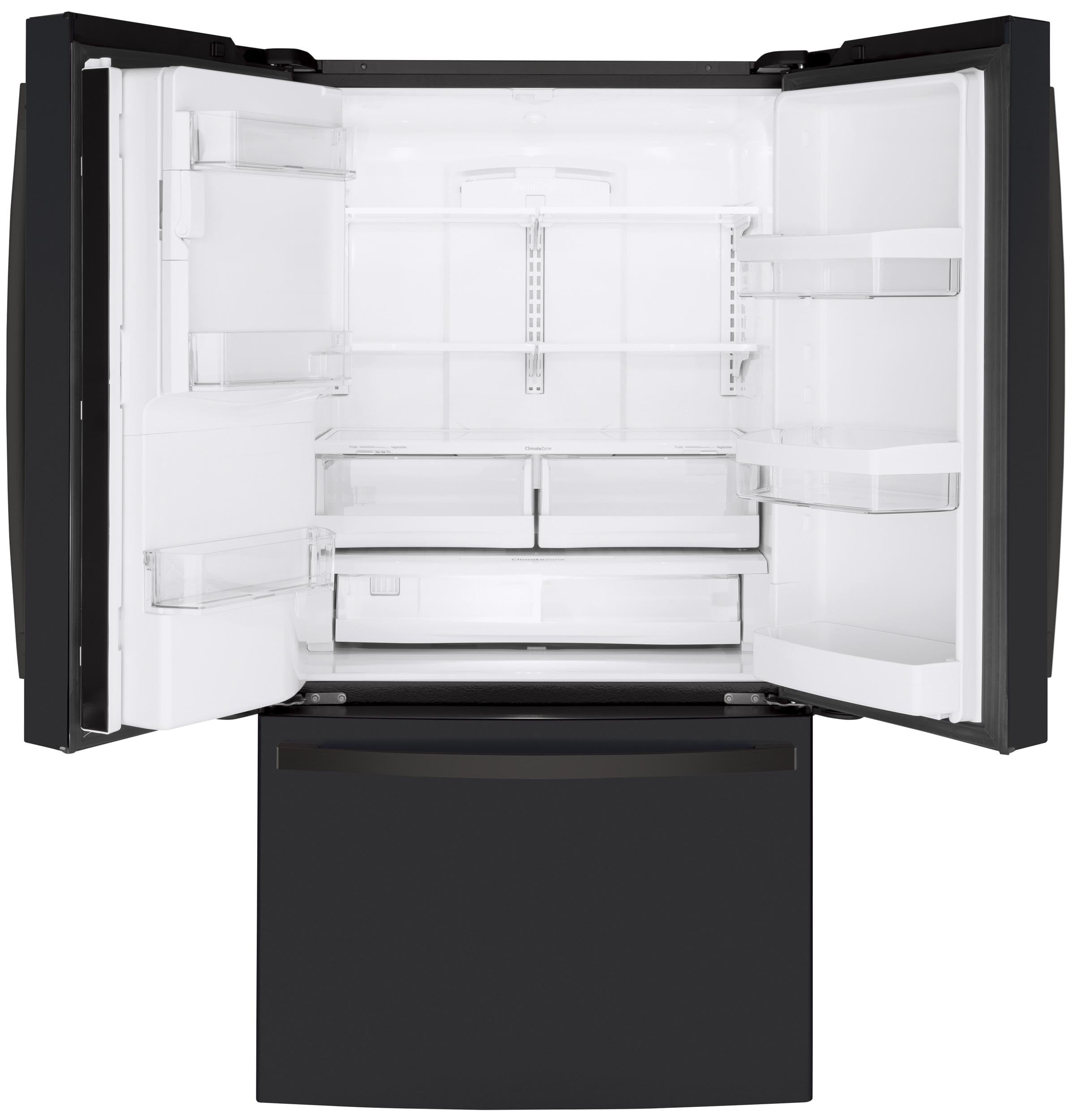 GE 22.1 cu. ft. French Door Refrigerator in Black Slate, Fingerprint Resistant, Counter Depth GYE22GENDS on Fridge.com
