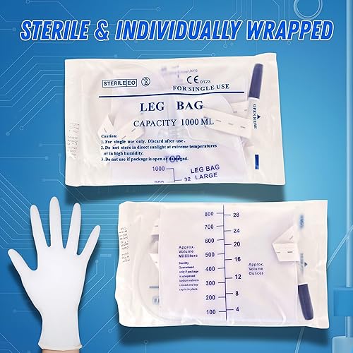 Miniatura 6 de Foley - Bolsa para piernas de 33.8 fl oz/33.8 onzas, catéter urinario para hombres, mujeres, bolsa de pierna de catéter Foley, válvula antirreflujo
