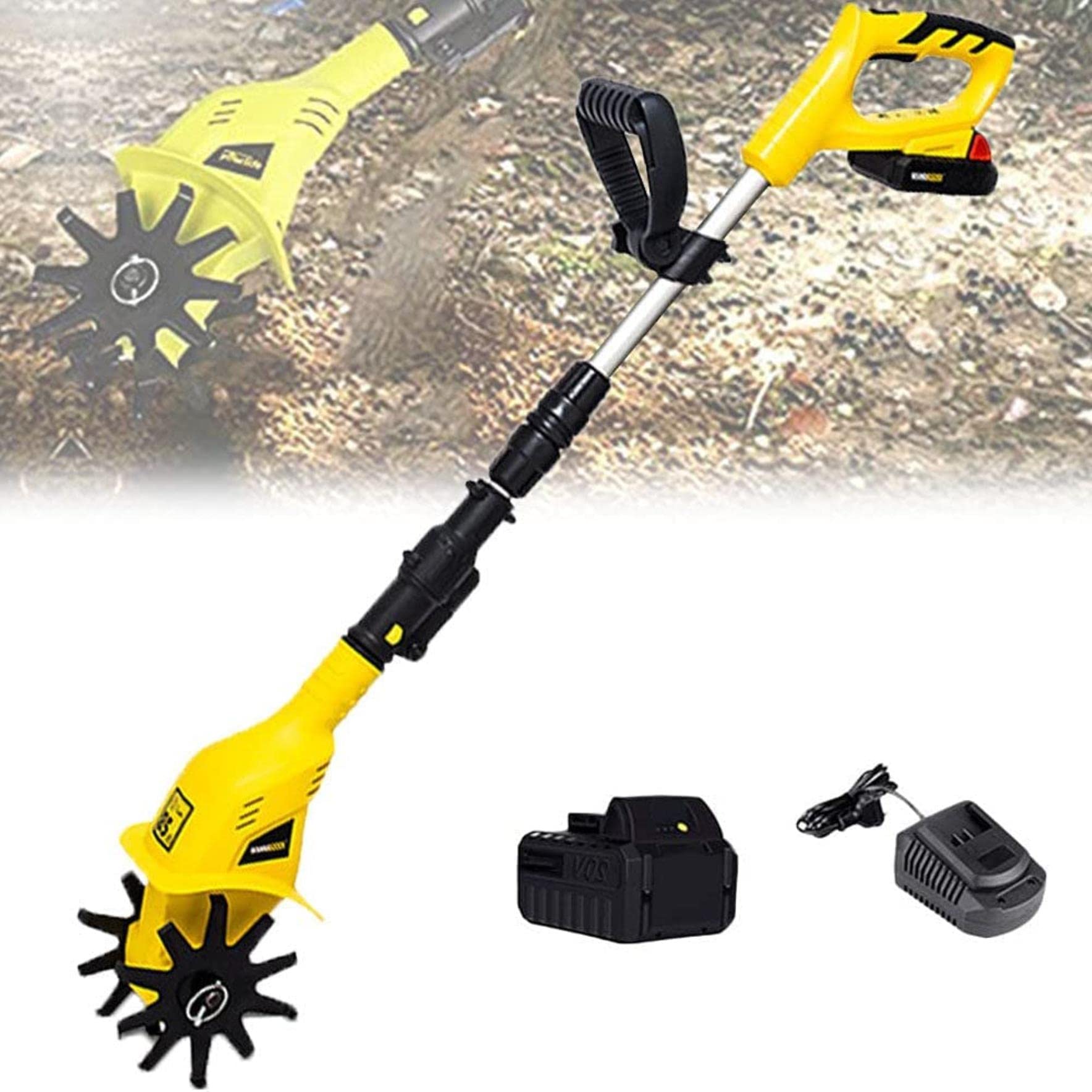 20V Cercuss Electric Scarificateur Rotaval Rotavator Portable Tull Électrique Avec Une Batterie Rechargeable, Une Profondeur De Travail De 16 Cm, Pour Les Jardins, Les Parcelles De Légumes, Les Serres