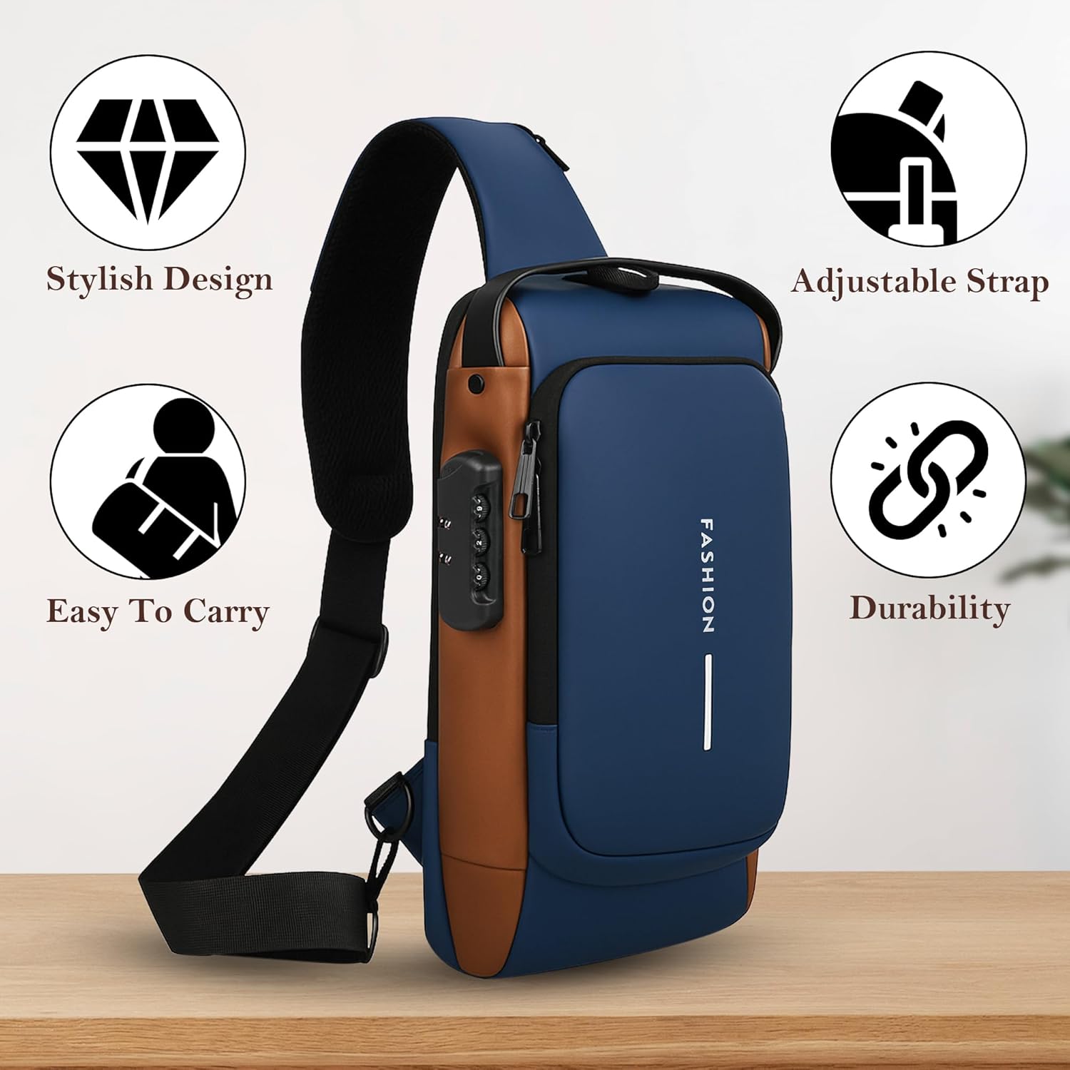 Unisex Anti-Theft Sling Bag with USB Port, Water-Resistant Crossbody Chest Backpack for Travel & Work - Image 9