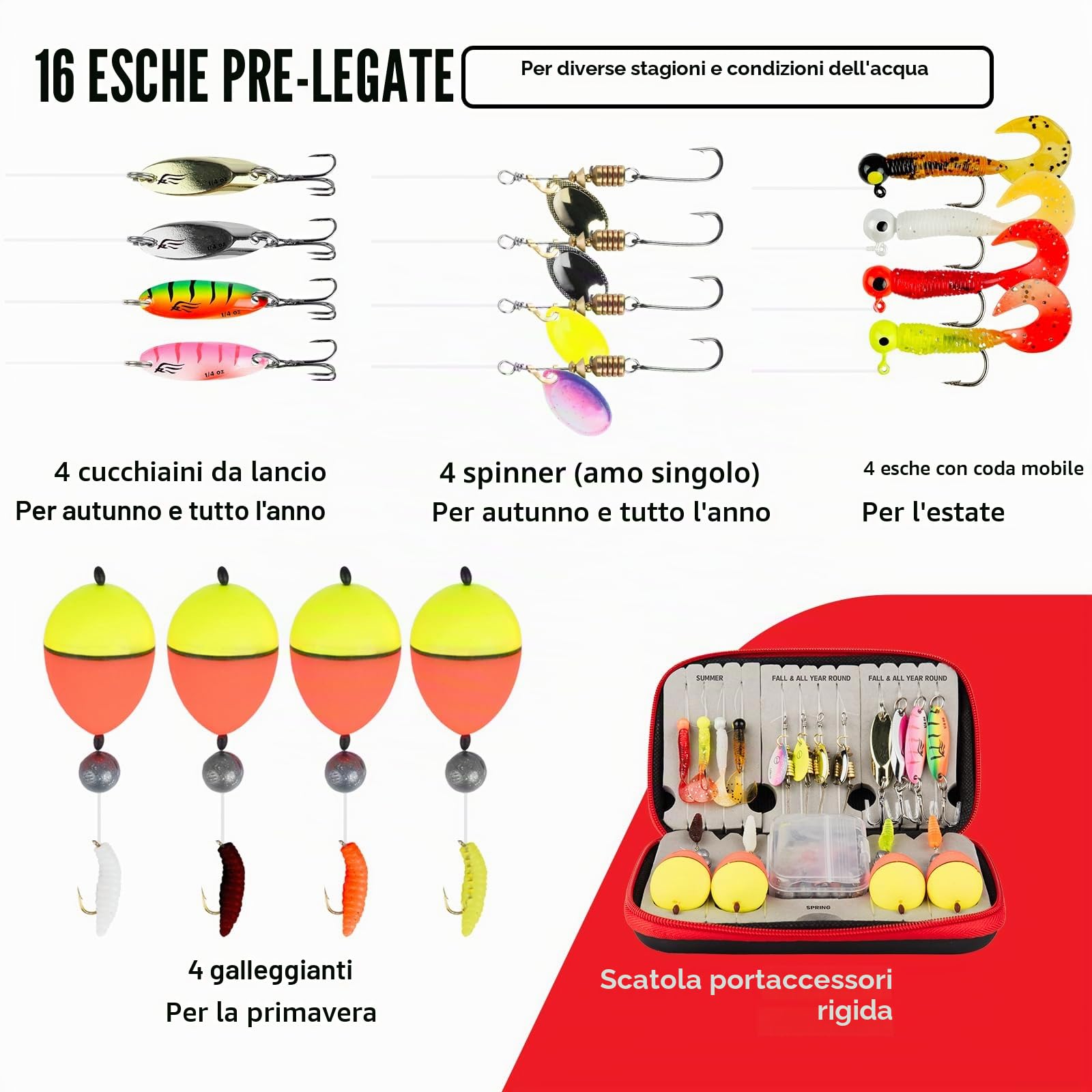 Amundson - Canna da pesca e mulinello ad espansione automatica, in grafite e carbonio, bobina in alluminio, kit portatile da viaggio e campeggio, per tutte le stagioni, esche da pesca per principianti