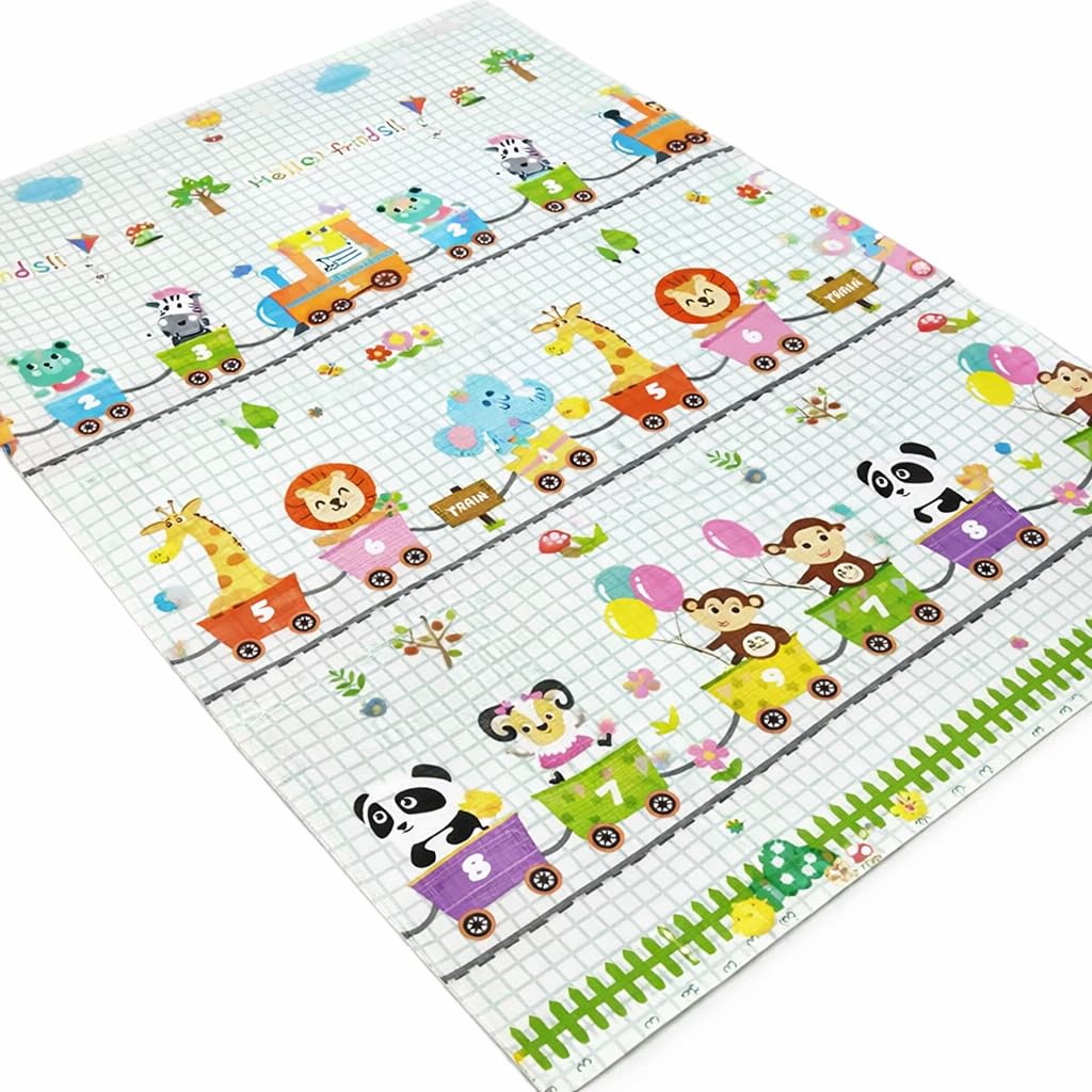 1Above Foldable Baby Playmat 180x130cm | Waterproof | Reversible Large Playmat | Thick Padded XPE Baby Crawl Mat | Ideal for Bedroom, Nursery & Playroom
