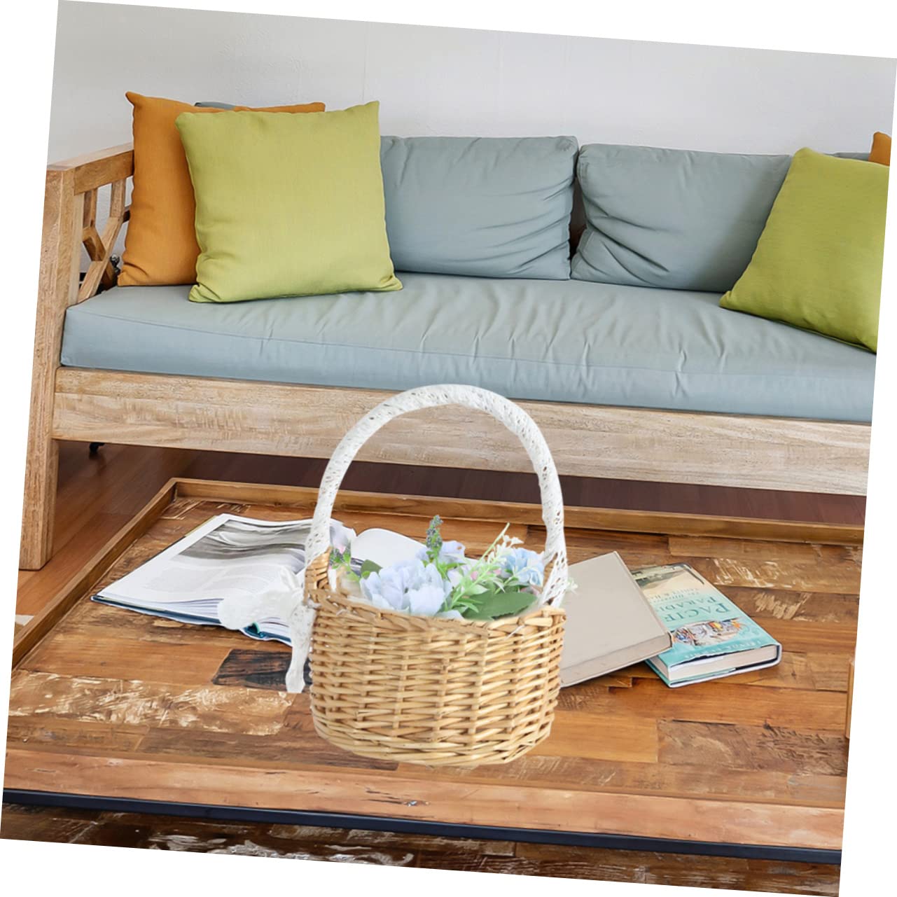 Mobestech 2stücke Handgewebter Blumenarrangementkorb Rattan Vielseitiger Aufbewahrungskorb Für Hochzeiten Zuhause Und Garten Leicht Und
