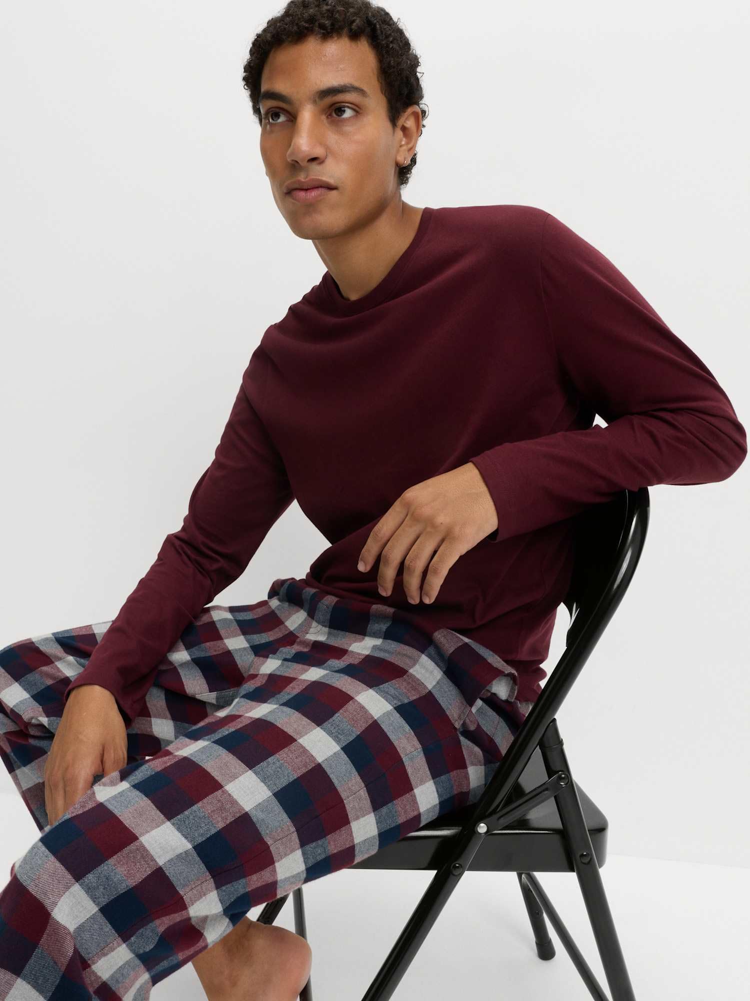 Marks & Spencer Conjunto de Pijama de Algodón Afelpado para Hombre, Ajuste Normal, Cintura con Cordón, con Bolsillos
