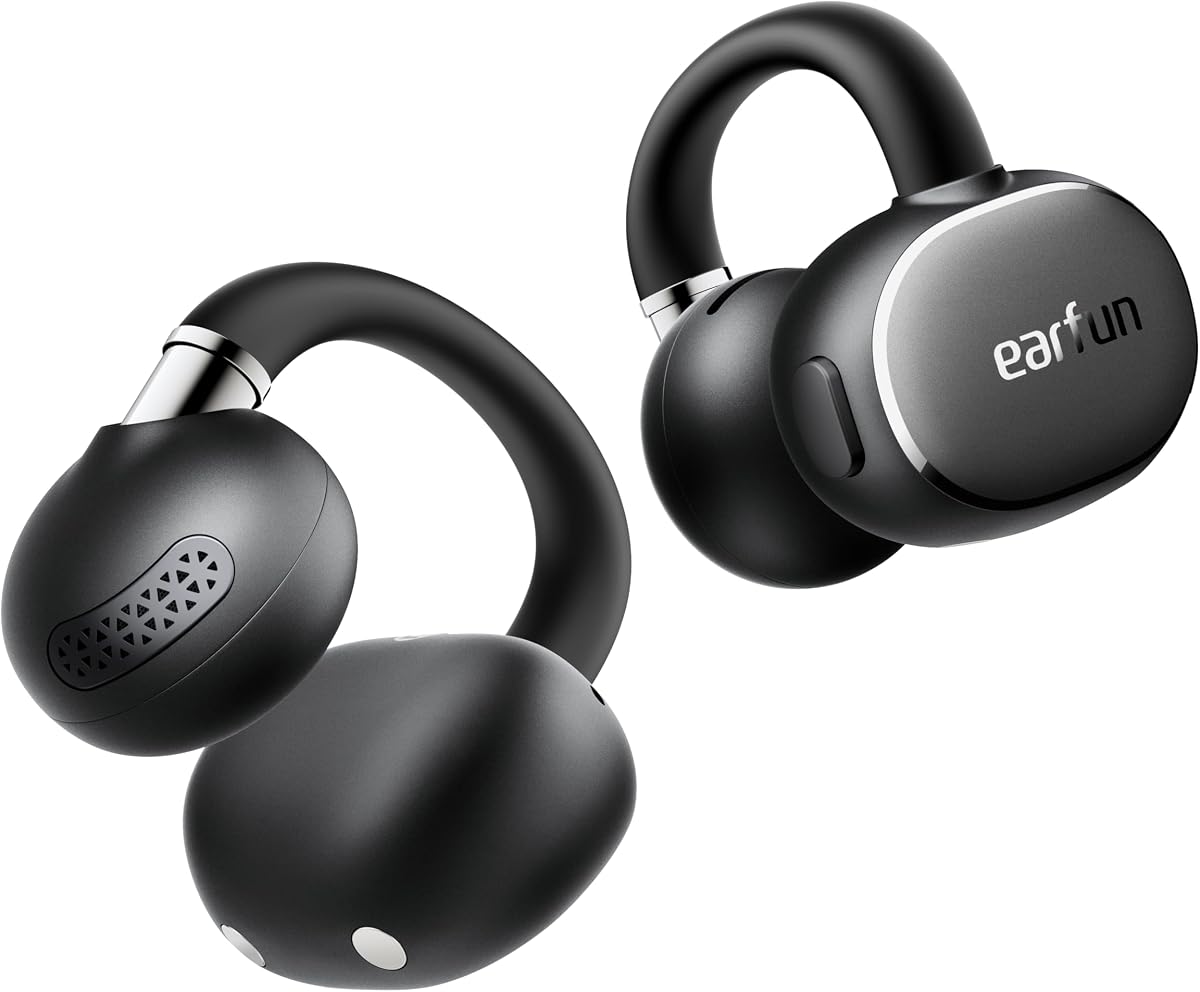 EarFun Clip 2 Open Ear Earbuds, Clip On Headphones, LDAC, Hi-Res Audio, 12mm Titanium Driver, 4 Mics AI Clear Call, AI Translation Earbuds, Secure Fit, 40H Playtime, Bluetooth 6.0 for Running