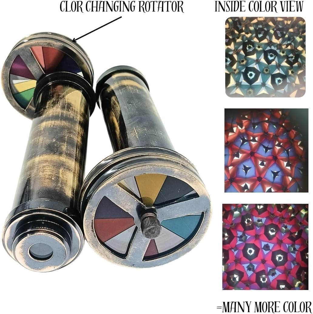 6 Inch Brass Kaleidoscope – Vintage Style Handmade Brass Kaleidoscope Toy for Kids & Adults – Decorative Nautical Collectible Gift