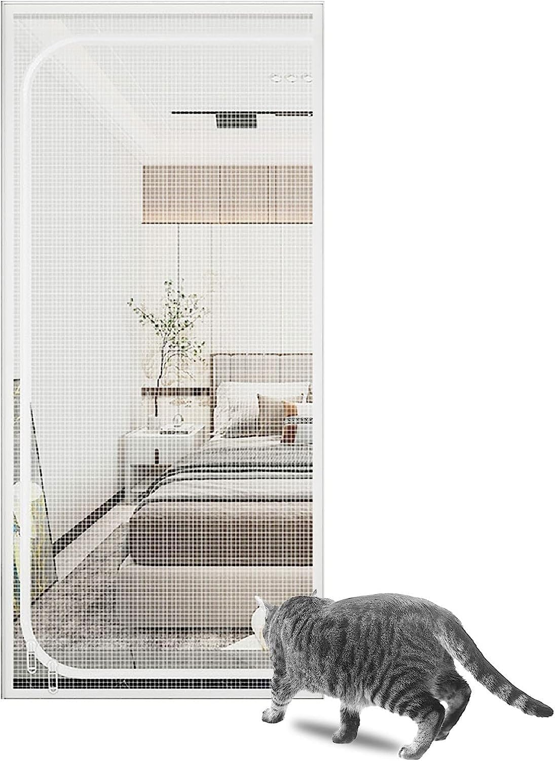 Dtreel B Cat Screen Door Fits Door Size 80Cm X 200Cm, Heavy Duty Pet Screen Door, Prevent Dogs Cats From Running Around, Partition Cat Door Screen Net, Zip (Color : Size : 85X200cm)