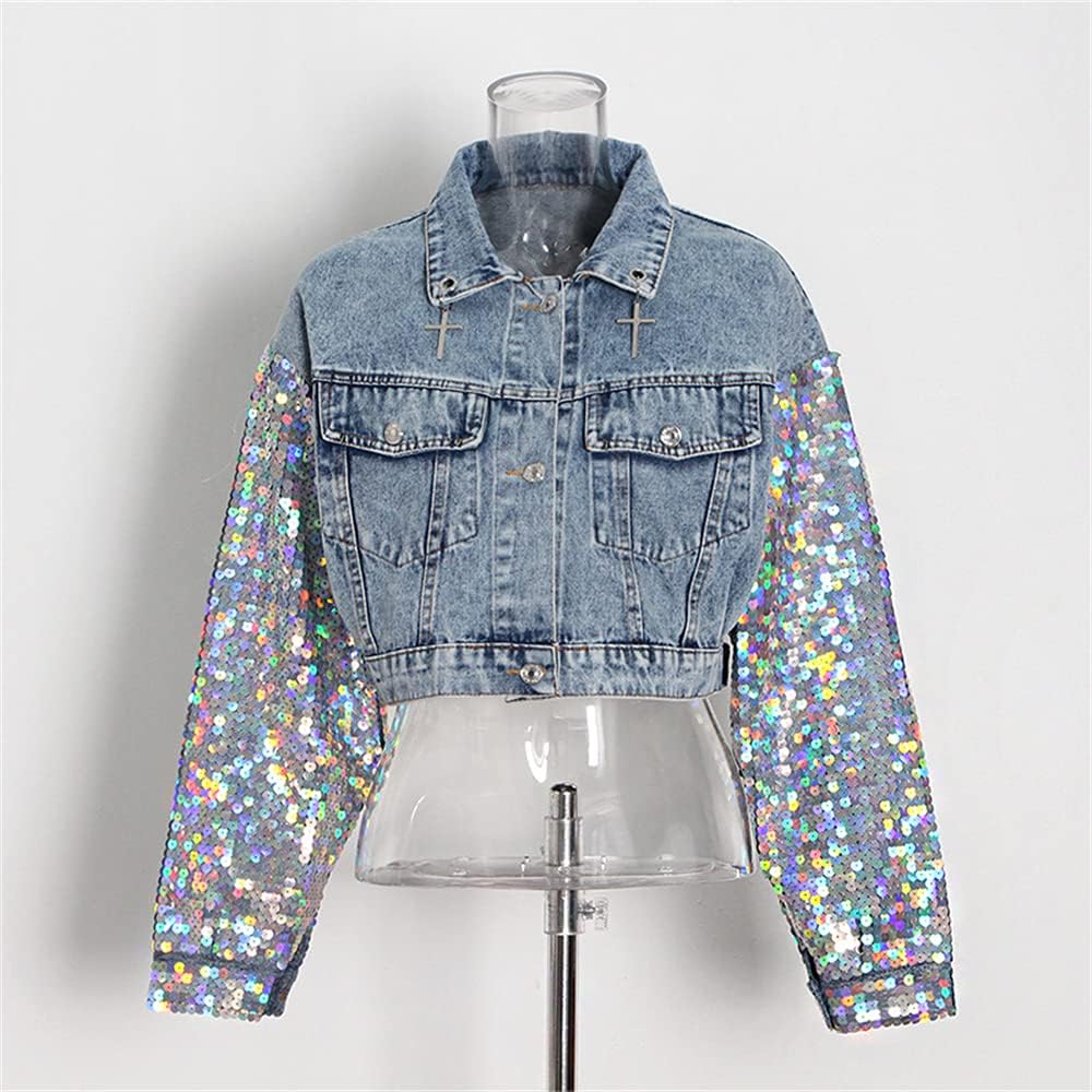 sequin blue jean jacket