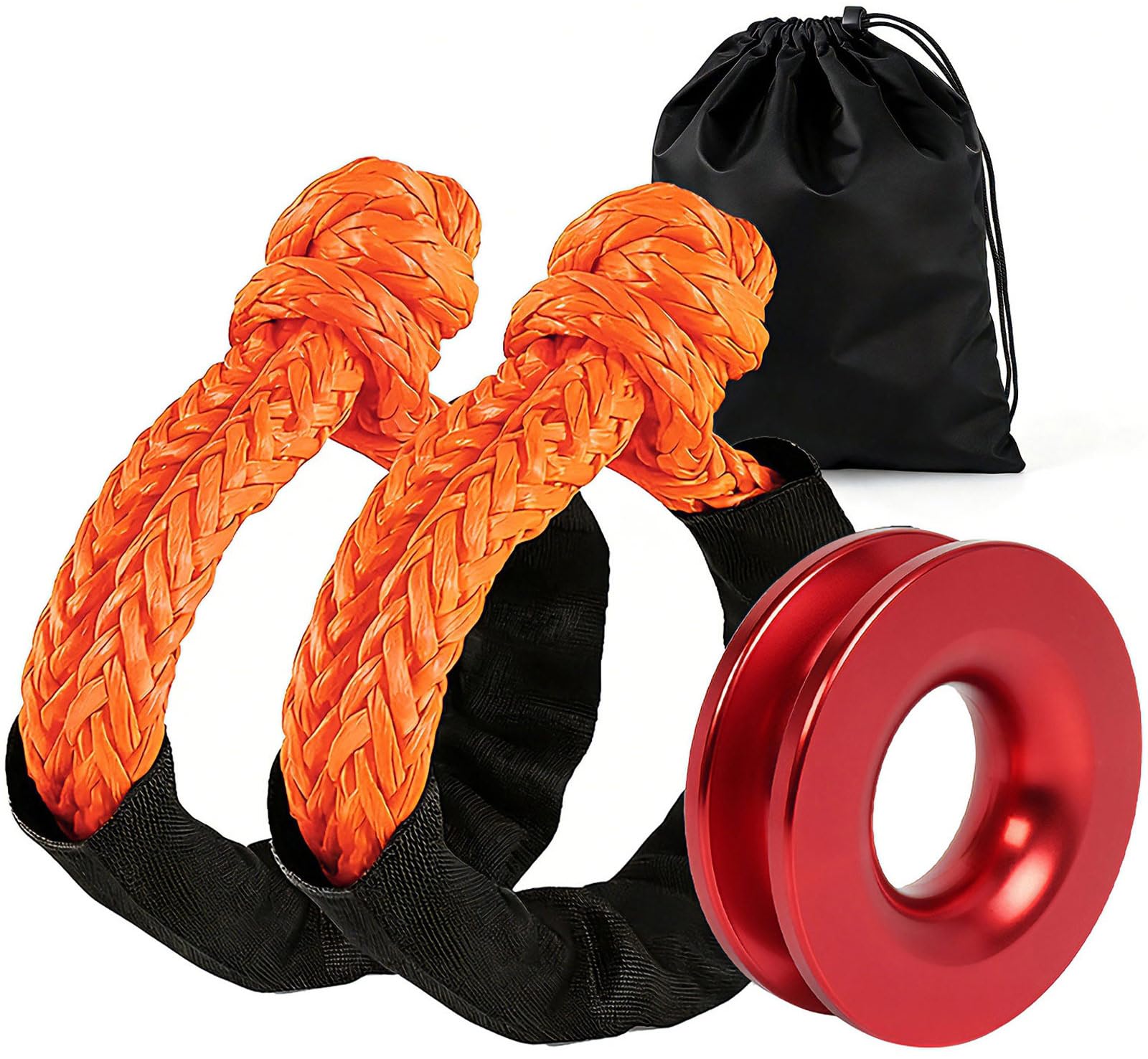 BARTOO Soft Shackle 1/2 in x 22 in and 66,000 LB Recovery Ring Kit Orange