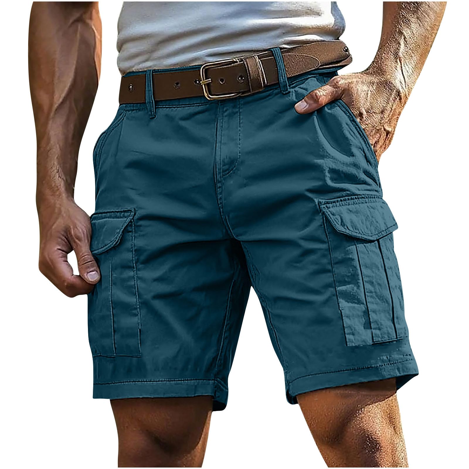 Mens 5 Inch Cargo Shorts Cutton Twill Classic Fit Big and Tall Casual WorkShorts Hiking Outdoor Pocket Short Pants