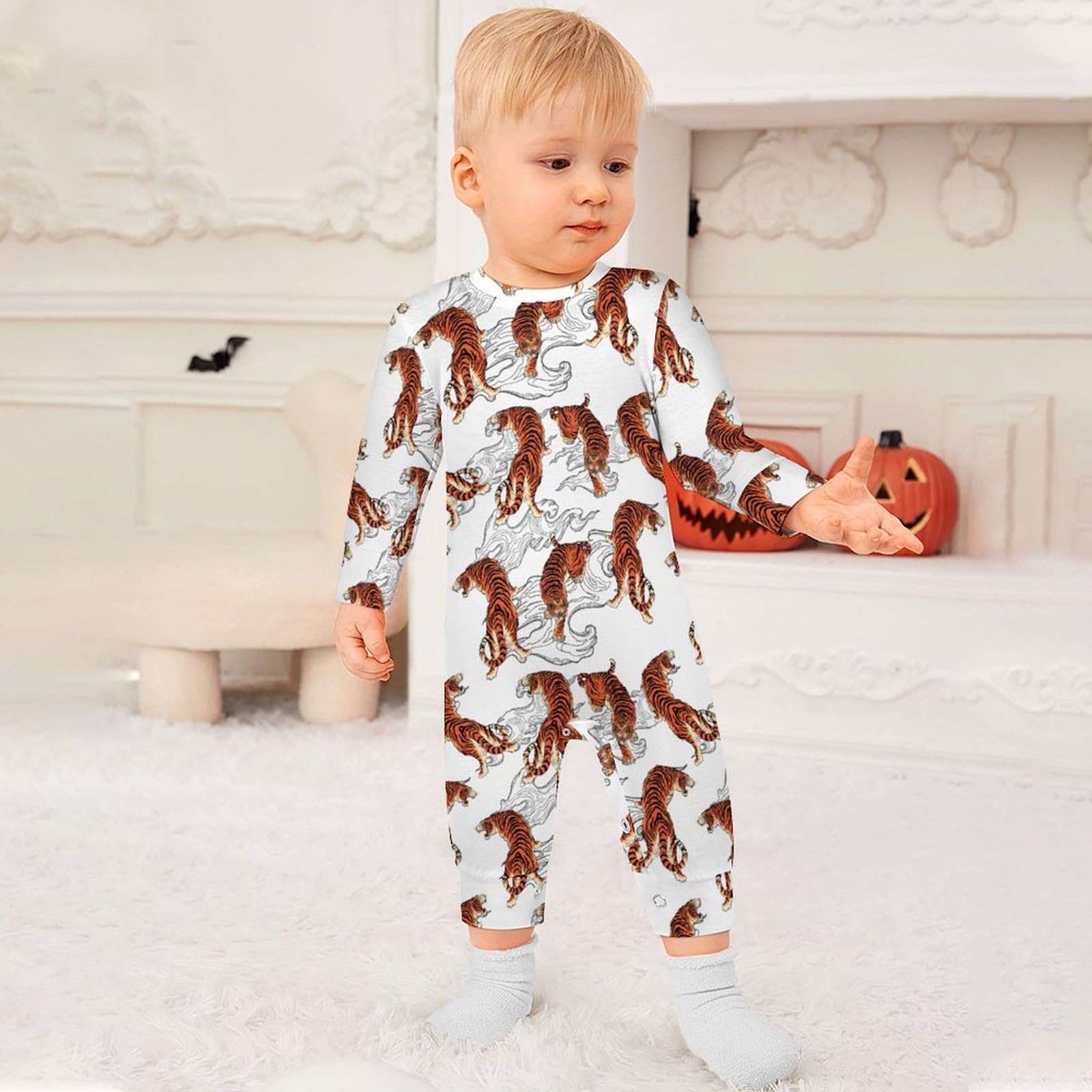 Amazon.co.jp: ベビー服 虎柄 トラ柄 ロンパース 長袖 新生児服 男の子