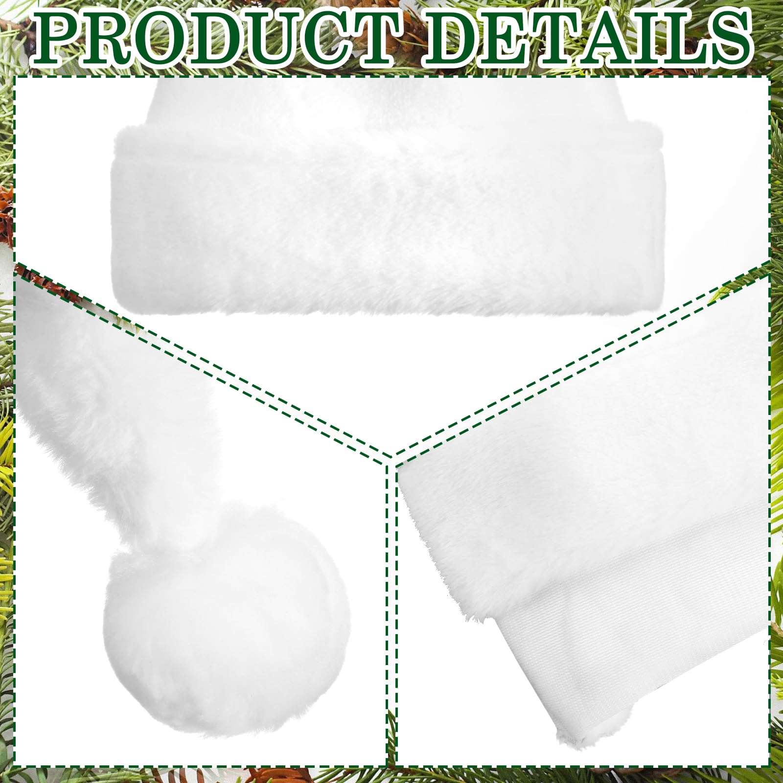 Geyoga 12 sombreros de Papá Noel para adultos a granel, sombrero de gnomo blanco, sombrero de Navidad, sombrero de Papá Noel unisex de terciopelo con ribete de piel, sombrero de fiesta de Navidad,