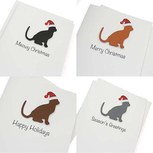 Miniatura 39 de Black Australian Shepherd Christmas Cards Pack of 10 Handmade Aussie Holiday Notecards White Base Dog with Santa Hat Black,Chocolate