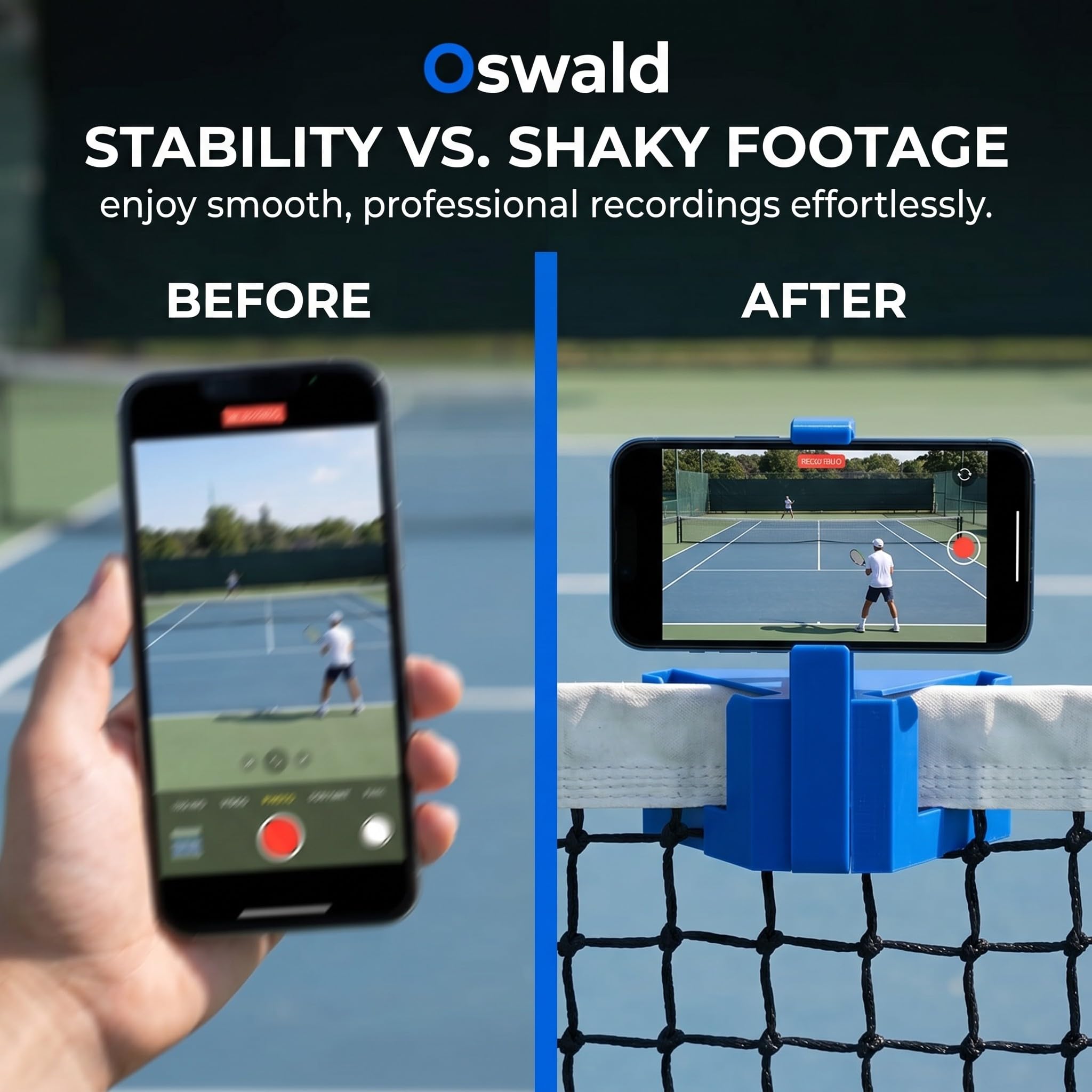 Support Imprimé 3D Pour Filet Tennis, Support Stable Pour Smartphone Et Caméra, Idéal Pour Filmer Matchs, Entraînements Et Live Streaming, Bleu