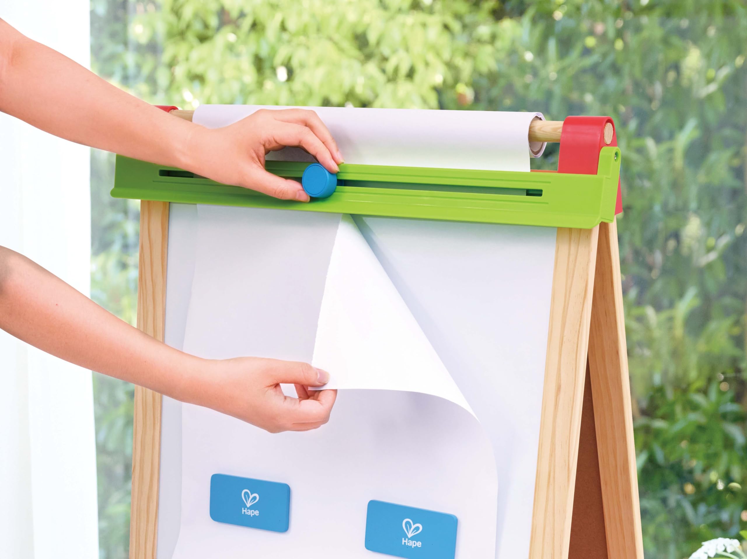 Hape Caballete para jóvenes artistas, Caballete creativo de madera de dos caras, Altura ajustable para niños