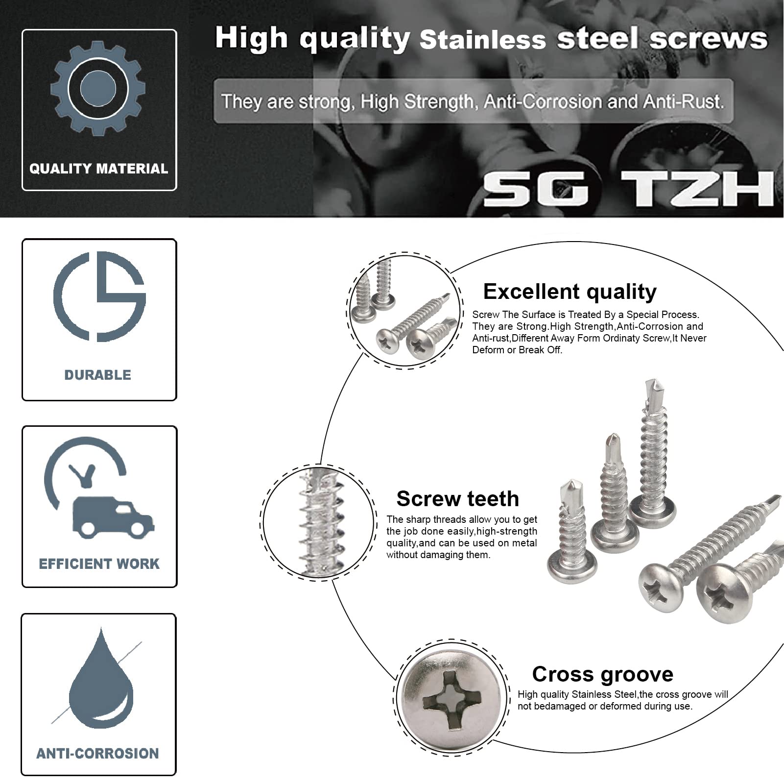 10 x 1 Sheet Metal Screws - 100 Pack Stainless Steel -4 10 x 1 Sheet Metal Screws - 100 Pack Stainless Steel -4