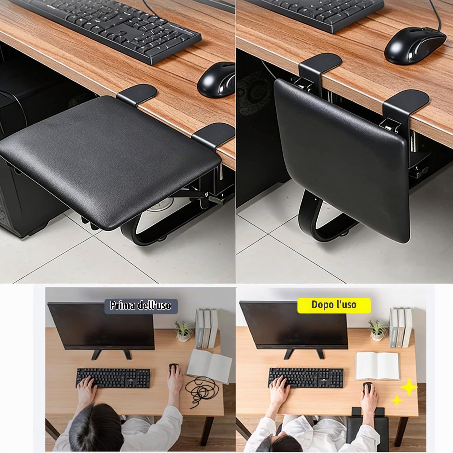 Estensione Scrivania,Supporto Ergonomico Pieghevole Per Bracciolo Di Scrivania e Sedia, Adatto Per Il Supporto Del Polso Del Bracciolo In Ufficio, Può Essere Piegato a 90°, Facile Da Riporre