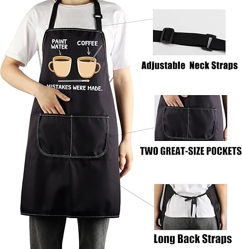 Miniatura 7 de CENWA Delantal de pintores de artistas divertidos con bolsillos, regalo para profesor de arte, error se hizo ajustable, delantal para estudiantes