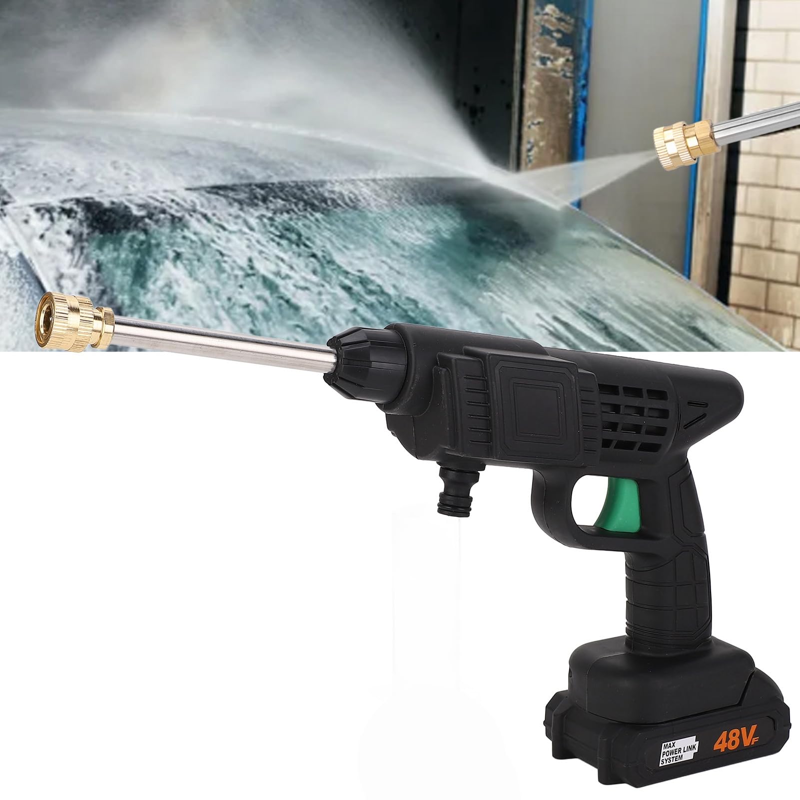 90 Bar Nettoyeur Haute Pression Sans Fil Portable Avec 5m Tuyau, Régul