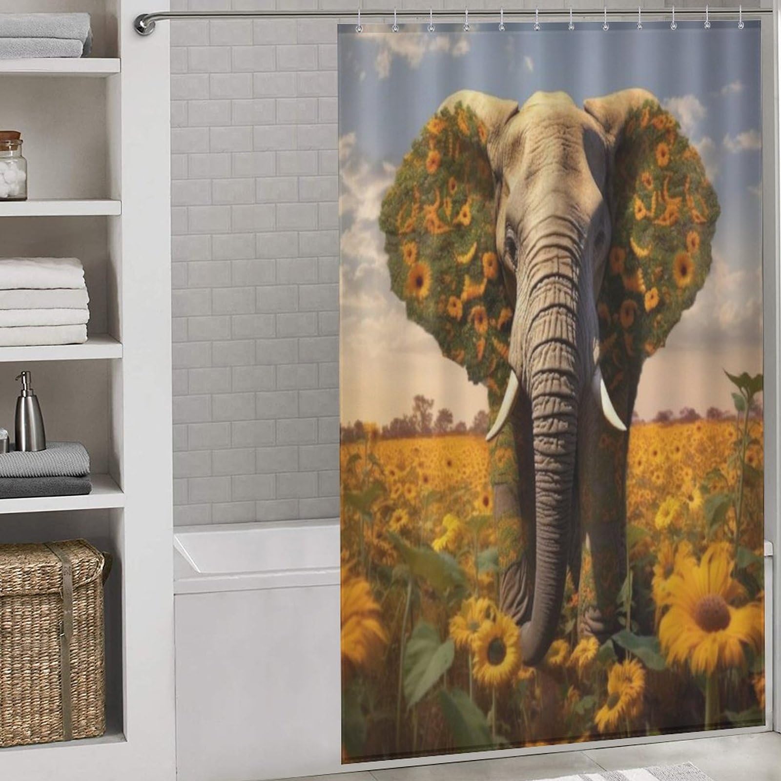 Rideau de douche éléphant pour une salle de bain moderne et propre