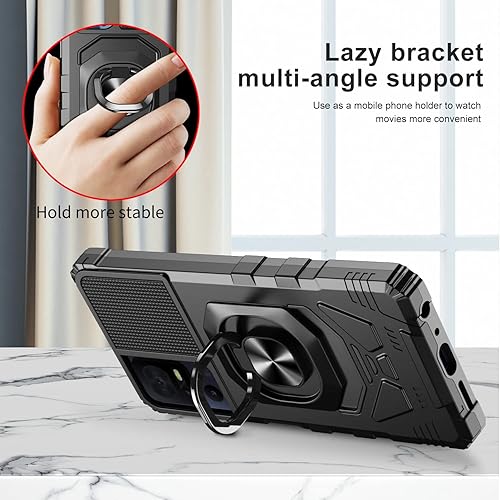 Miniatura 10 de Funda para teléfono TCL 40 SE con protector de pantalla, soporte de anillo para montaje magnético de automóvil, grado militar, resistente, a prueba