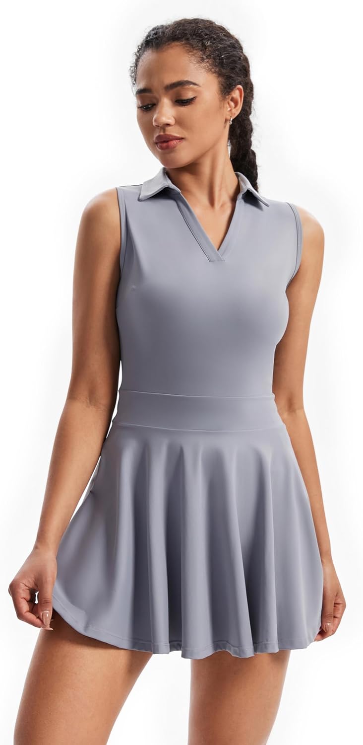 Cute Golf Tennis Dress Workout Athletic Dresses for Women with Shorts Pockets 2 Piece Sets Outfits Summer Clothes - Image 2