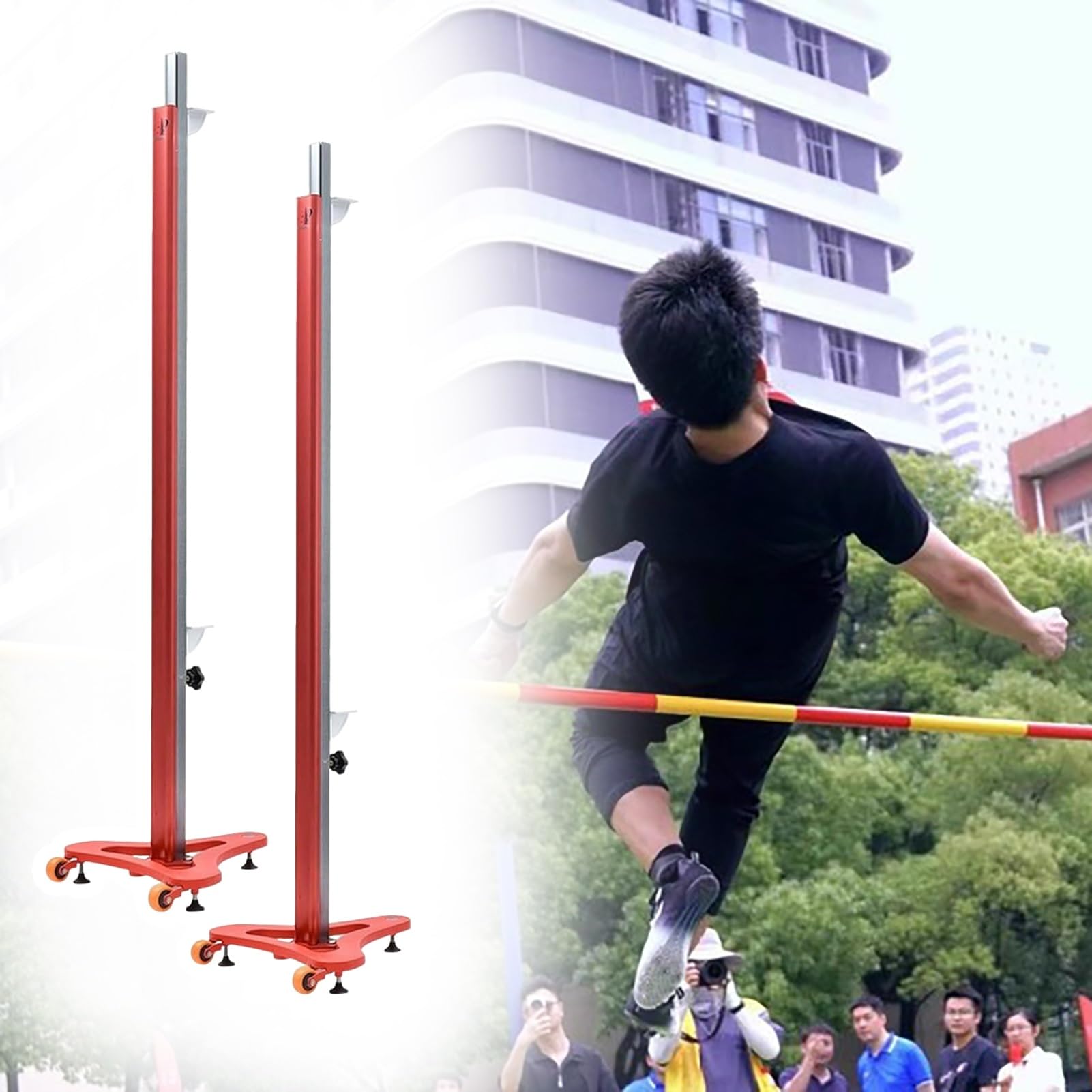 Tragbare Hochsprungstandards für Leichtathletik, verstellbare Aluminiumpfosten mit Zentimeter-Skala für Schultraining und Wettbewerb