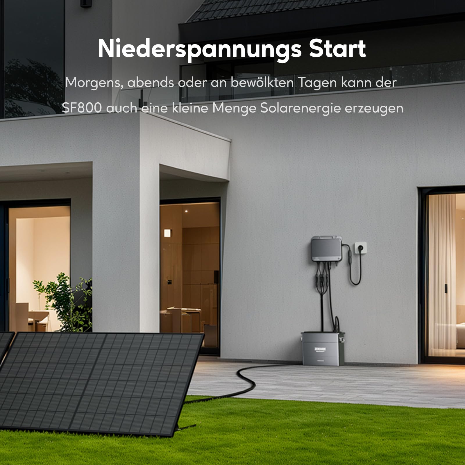 Zendure SolarFlow 800, Mikrowechselrichter für Balkonkraftwerk, 1200W Solar Eingang, 800W AC Eingang/Ausgang, Schwache Lichterzeugung, TOU, APP