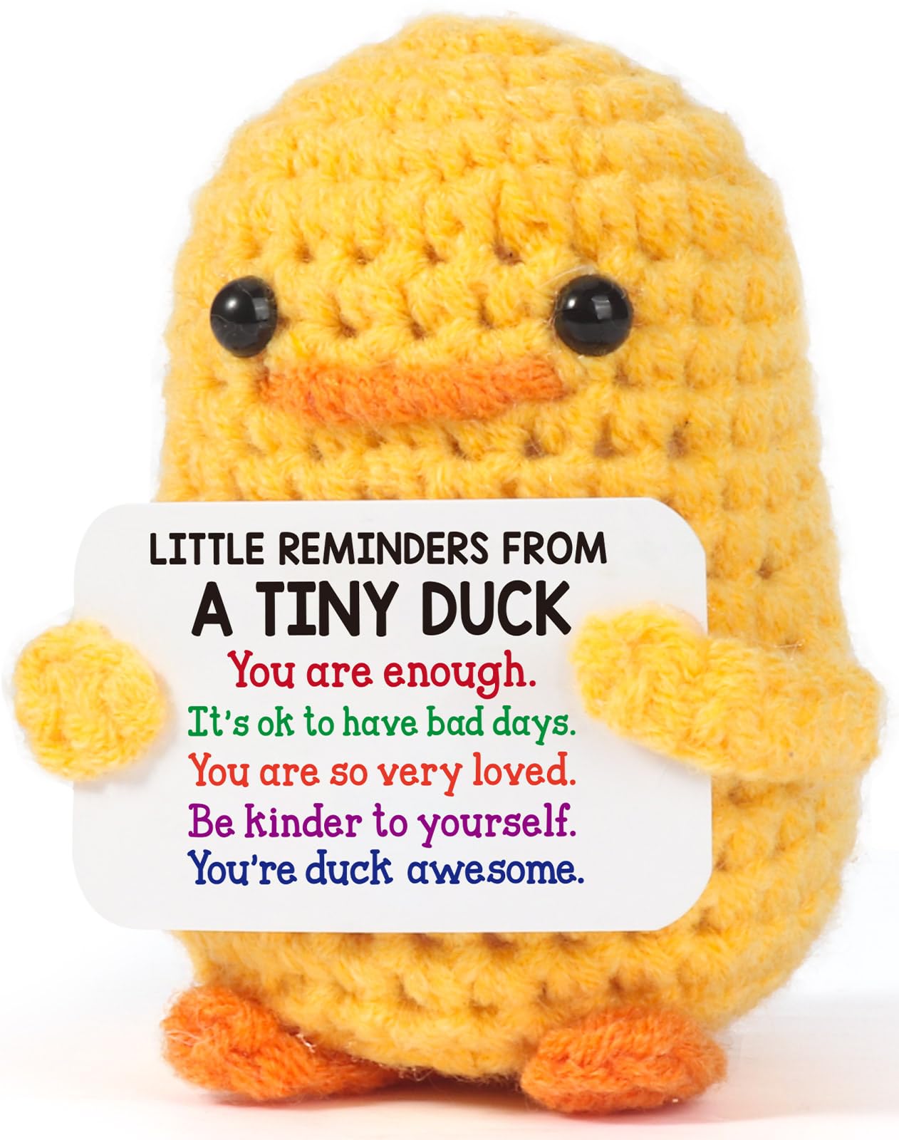 MBL Inspirational Positive Crochet Duck - Handmade Little Reminders Emotional Uplifting Support Mental Health Knitted Duck for Women College Student Birthday Graduation Christmas Stocking Stuffers