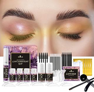 Lash Lift and Tint Kit - Eyebrow Lamination Kit, Lash Lift and Tint Kit 2 in 1 for Lash Brow Tint | Semi-Permanent Eyelash Tint Kit Quick Lifting Tinting for Salon Home DIY Honeybug