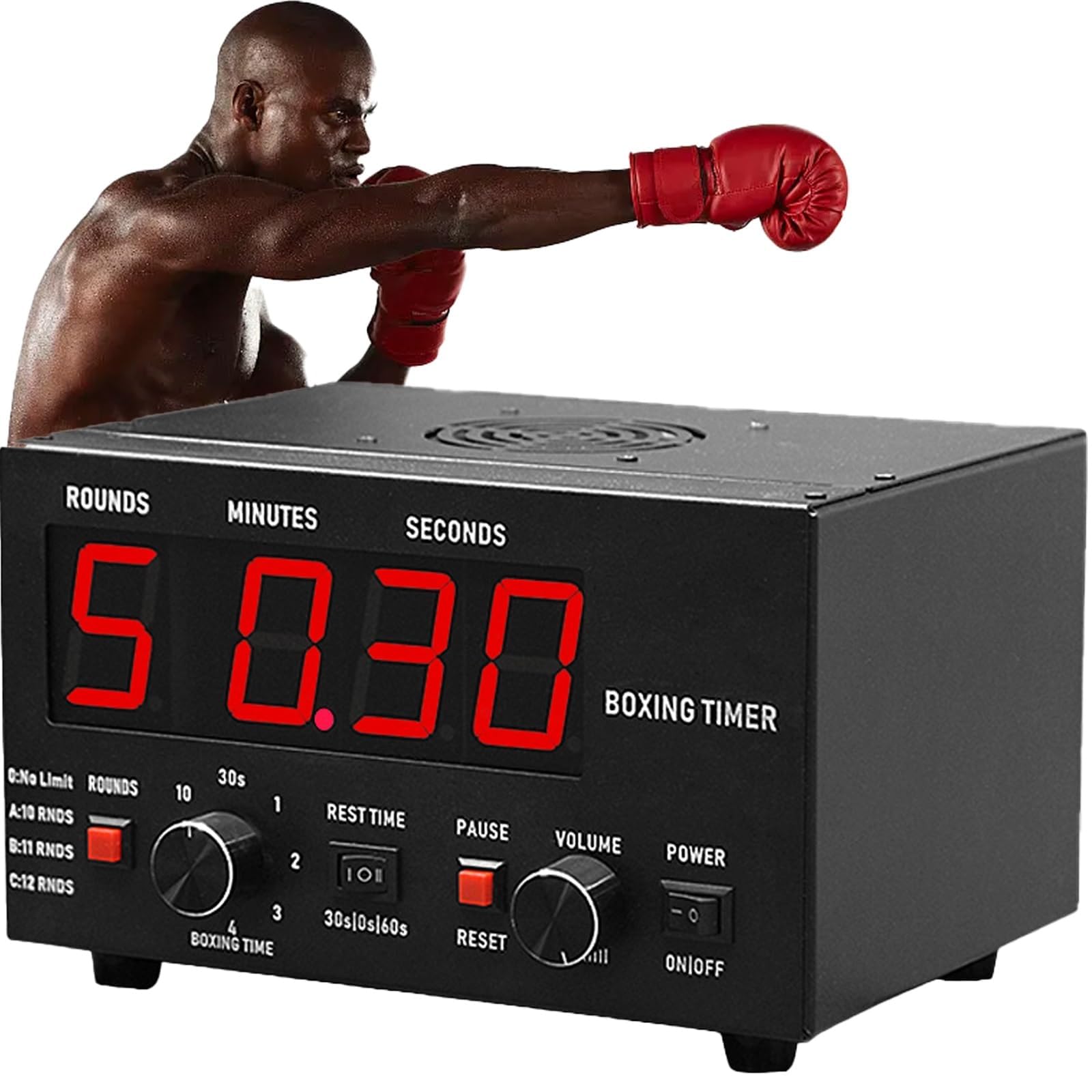 Minuteur d'intervalles de boxe professionnel avec affichage LED et buzzer – Mode compte à rebours, fonction tableau de bord pour MMA, Muay Thai, Kickboxing et entraînement de gym