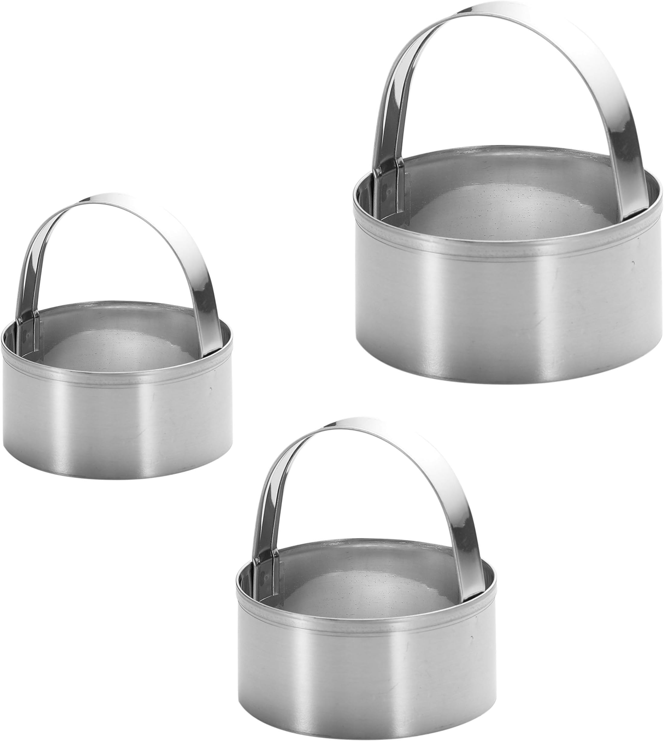 Maykito 3 Pieces Round Biscuit Cutter with Handle - Stainless Steel Round Circle Doughnut Cutter Baking Molds Assorted Size