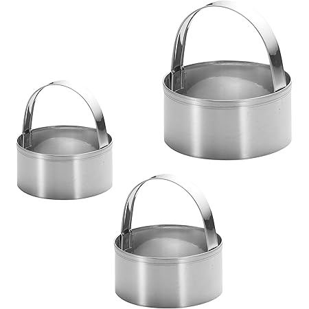 3 Pieces Round Biscuit Cutter with Handle - Stainless Steel Round Circle Doughnut Cutter Baking Molds Assorted Size