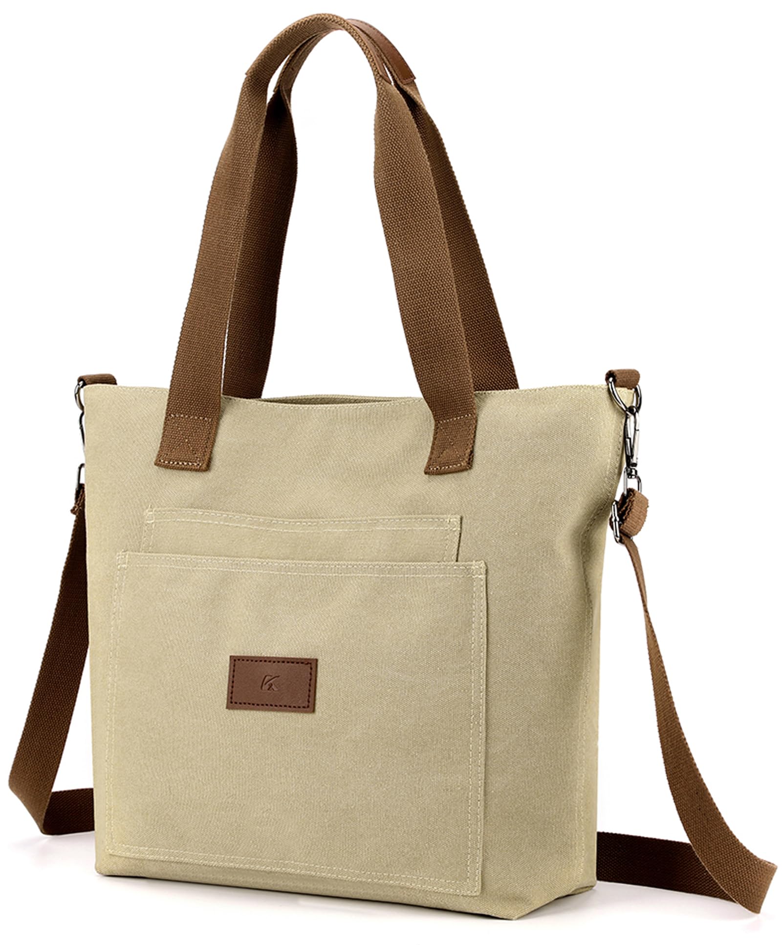 Canvas Tote Bag for Women A4 Handbag with Zipper Shoulder Bag for Shopping Travel Work