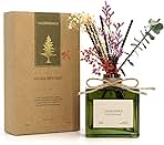 Reed Diffuser, 6.09 oz Sandalwood Scent Diffuser with Sticks & Dried Flowers, 120 Days Long Lasting Reed diffusers for Home, Elegant Fragrance for Bathroom Bedroom Office Decor, Air Fresh
