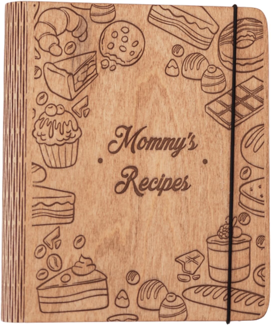 Enjoy The Wood Personalized Recipe Book Binder - Wooden Blank Family Cookbook Journal to Write in Your Own Recipes - Customized Recipe Binder, Recipe Books to Write in, Hardcover (Large (A4), Cakes)