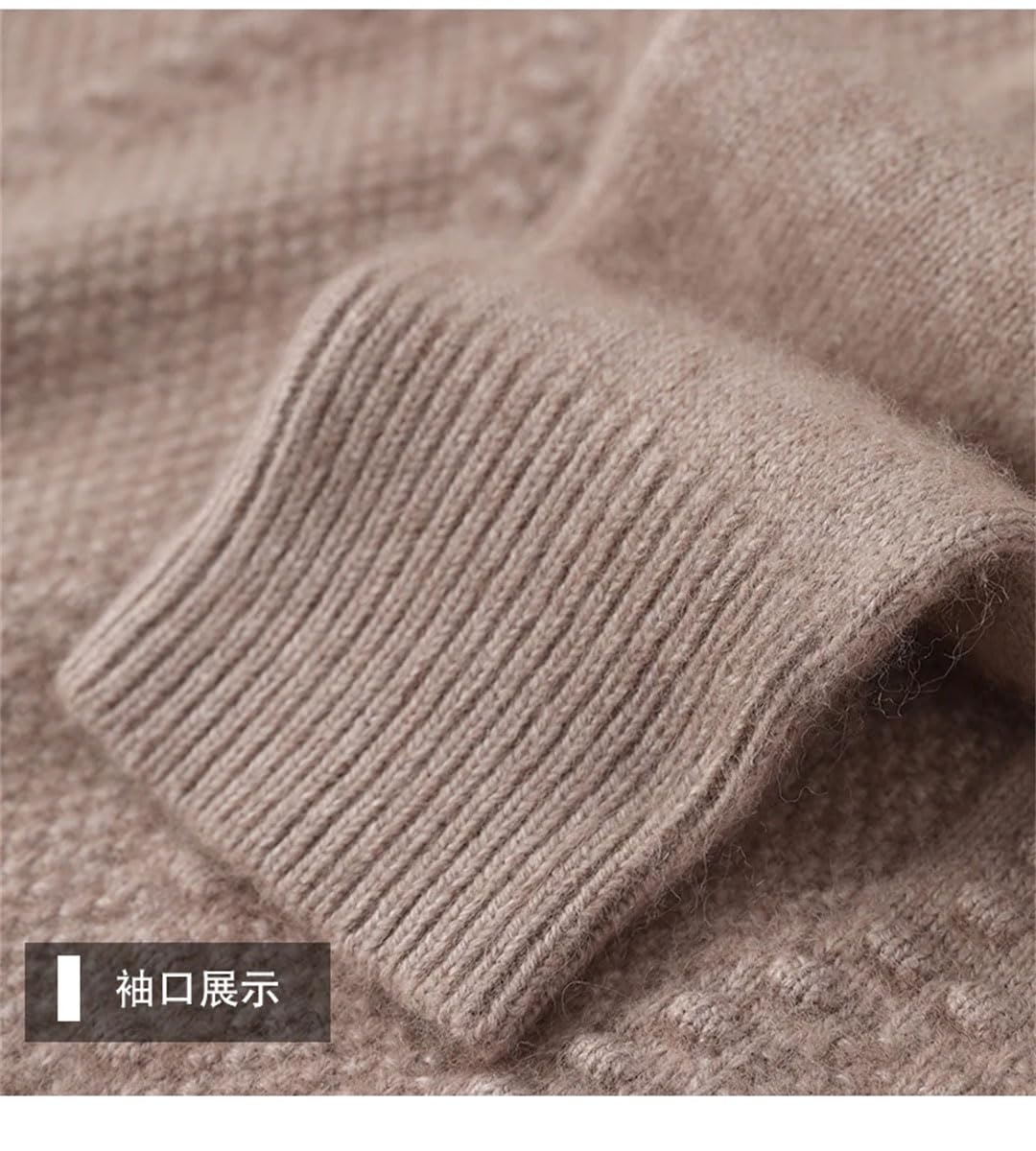Suéter de invierno para hombre, 100% cachemira, cuello redondo, grueso, trenzado, suelto, talla grande