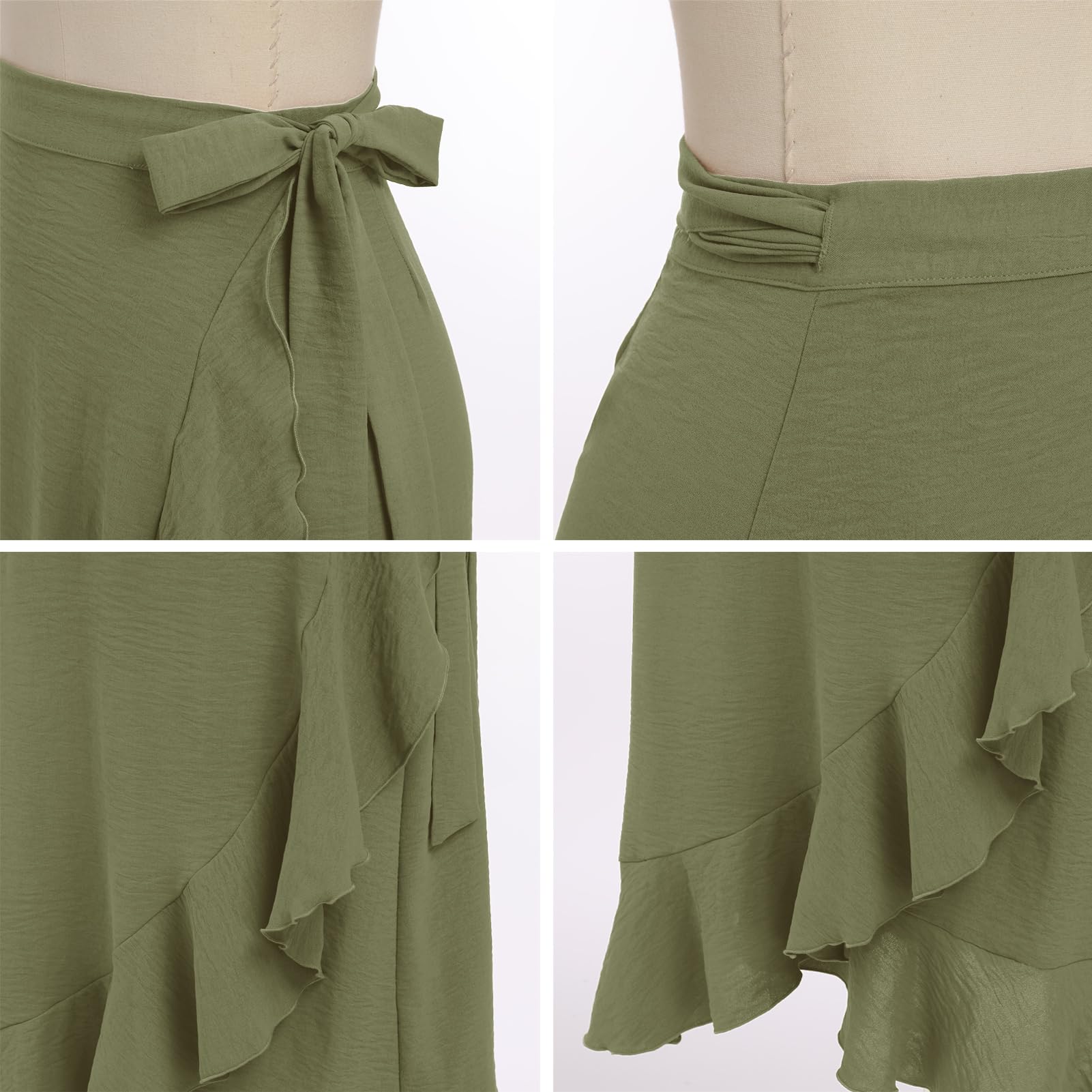 Odizli Gonna estiva da donna, elegante, a vita alta, con volant