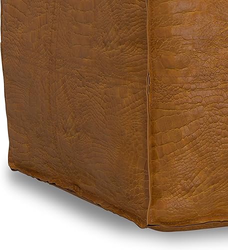 Miniatura 126 de SIMPLIHOME Brody - Puf cuadrado grande de 30 pulgadas de ancho, color gris envejecido, otomana de piel sintética vegana, reposapiés o asiento