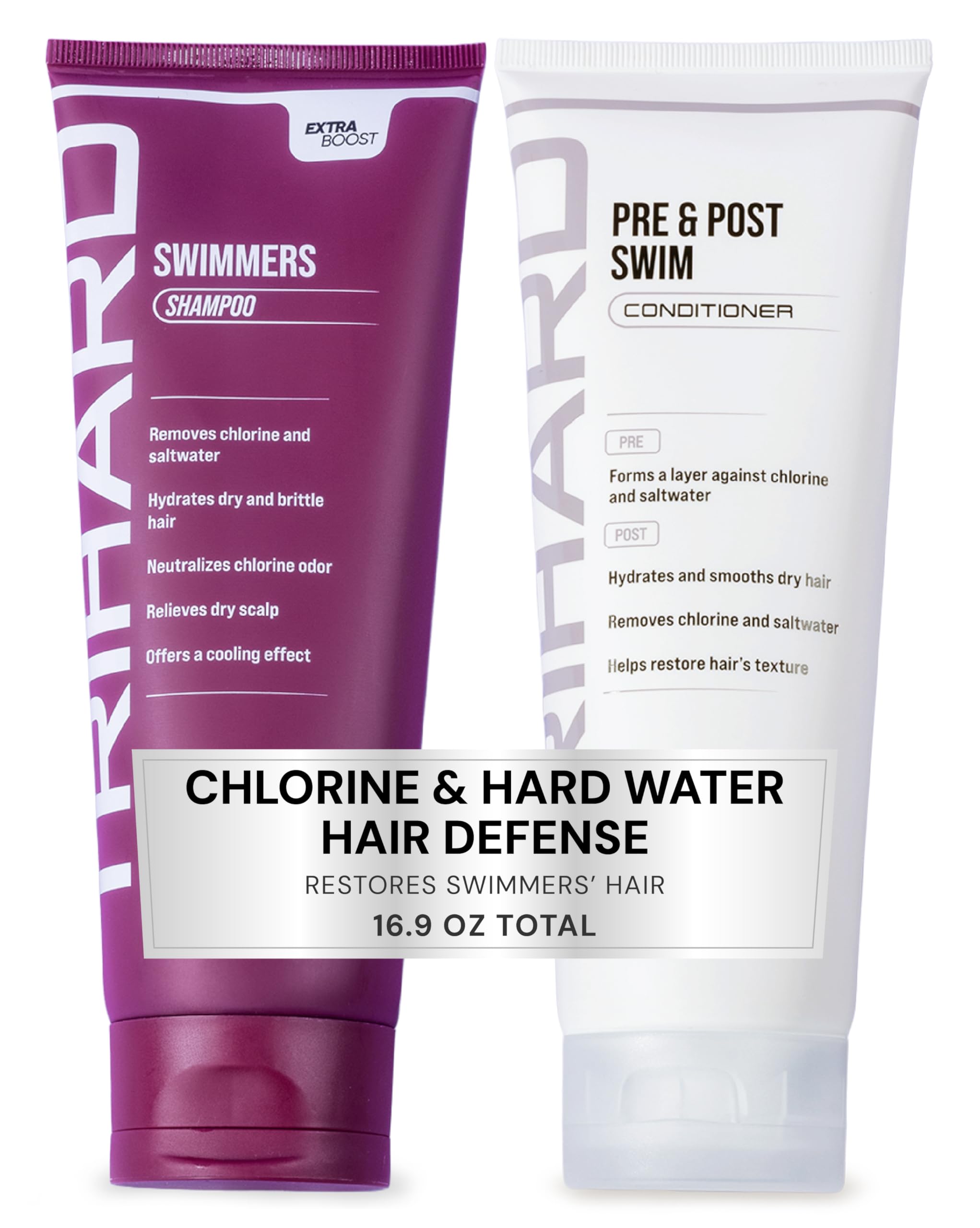 TRIHARDChlorine Defense Swim Shampoo and Conditioner Combo, Protect and Hydrate Hair from Pool & Ocean, Nourishing Pre and Post Swim Chlorine and Hard Water Hair Protection