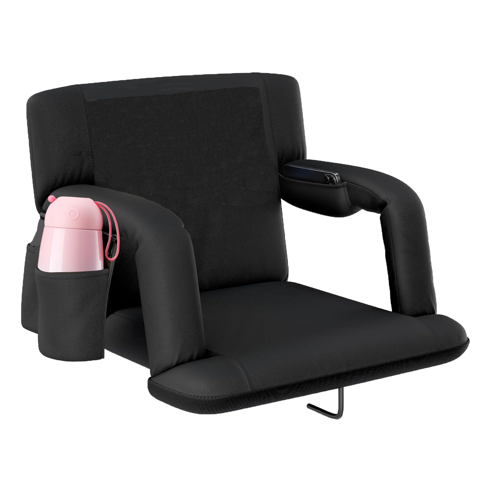 SPNOR Reclining Stadium Seat – Wide Bleacher Chair with Back Support and Cushion, Armrests, Side Pockets, and Bleachers Hook – Best Stadium Seats Chairs for Camping, Kayak,