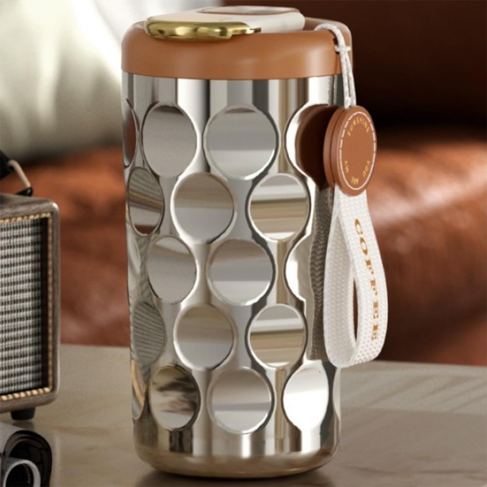 Bicchiere termico intelligente, 410 ml, LED, acciaio 316, ceramica, argento