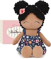 JumbracePlushDoll 16'' Soft Black Baby Rag Doll - Plush Toy for Girls, Toddler Birthday Gift & Bedtime Companion