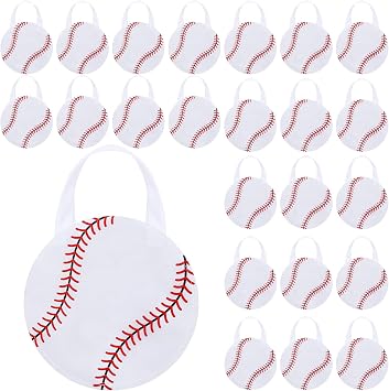 Shihanee 24 Pcs Baseball Party Favor Bags Ball Themed Party Goodie Candy Bags Sport Game Treat Handbags Baseball Non Woven Gift Handbags for Sport Theme Supplies